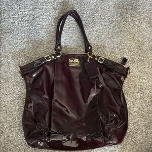 Coach Burgundy Patent Leather Tote